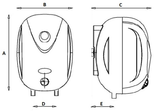 Dimensiones de Termo eléctrico de 10 litros APARICI SB 10 - Vertical