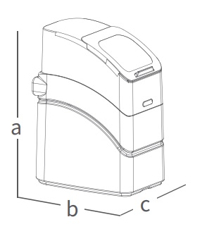 Dimensiones de Descalcificador KINETICO bajo consumo ESSENTIAL 8 L