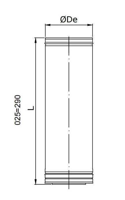 Dimensiones Tubo de acero inoxidable recto corto Dinak DP 304 / 304