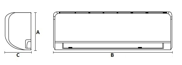 Dimensiones Unidad Interior Aire Acondicionado 2x1 Inverter con WiFi FERROLI Giada M 18-2 (12+9) A++/ A+++