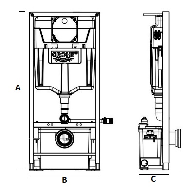 Dimensiones de Bastidor triturador WC empotrable Saniwall Pro Up