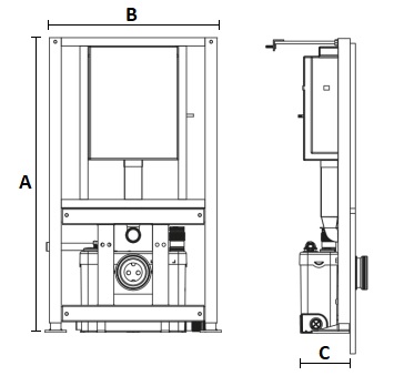 Dimensiones de Bastidor triturador WC empotrable Saniwall Pro