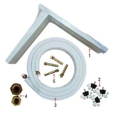 Esquema Kit aire acondicionado instalación de tuberías de gas refrigerante ¼” - 3/8” (3 metros)