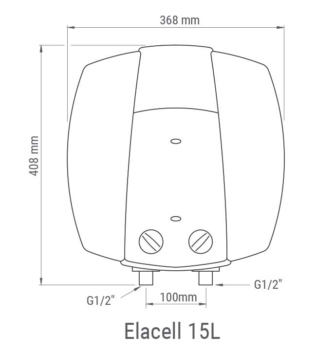 Medidas del termo eléctrico Junkers Elacell 015 5 Referencia 7736503630 de instalación vertical